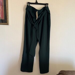 SHEIN  Curve Dark Green Tie-Waist Pants